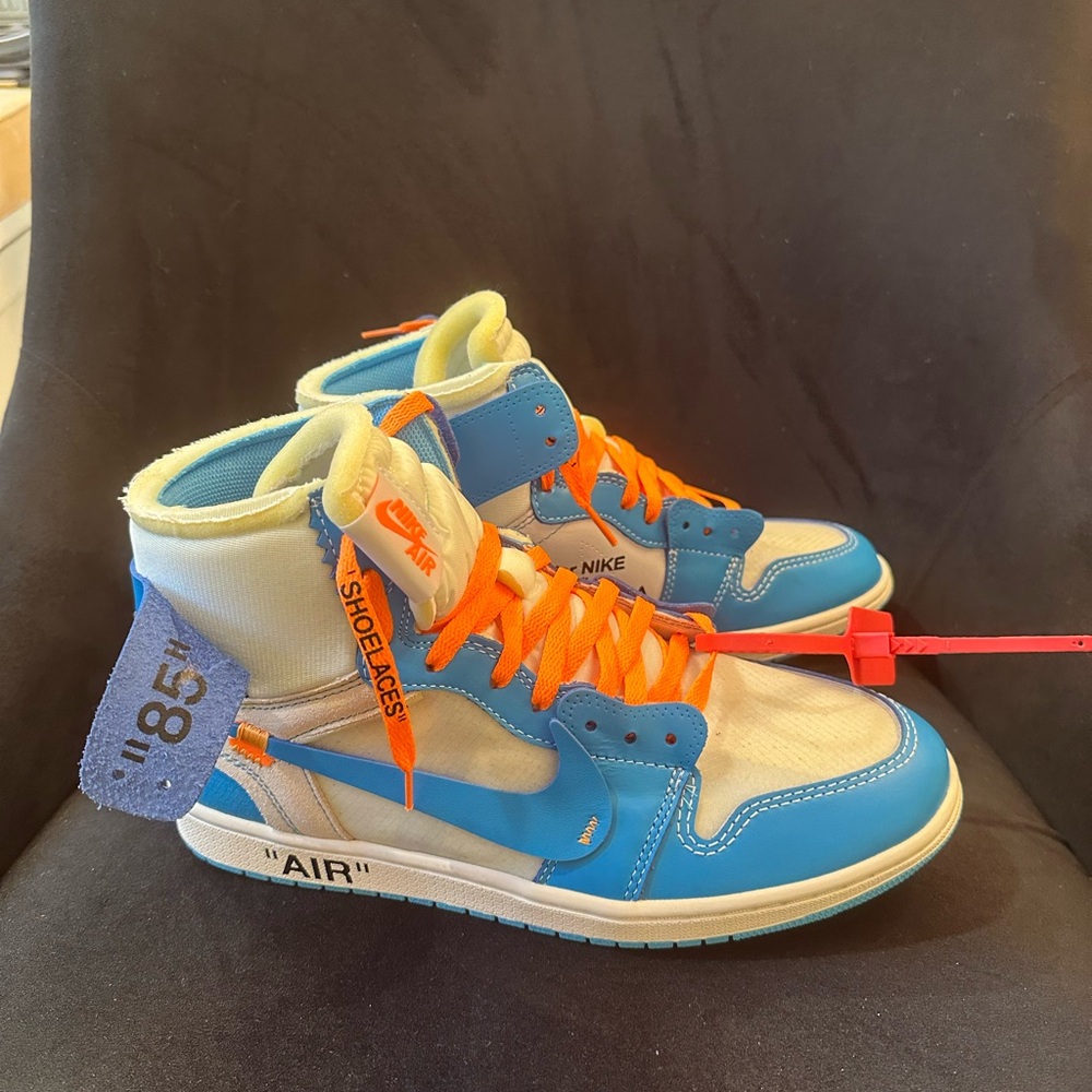 Nike Air Jordan 1 High OG Blue and White with Orange Accents